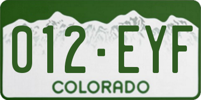 CO license plate 012EYF
