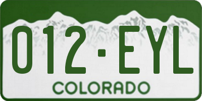 CO license plate 012EYL