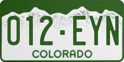 CO license plate 012EYN