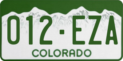 CO license plate 012EZA