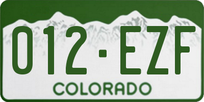 CO license plate 012EZF