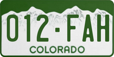 CO license plate 012FAH