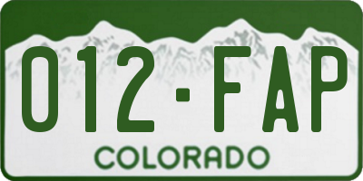 CO license plate 012FAP