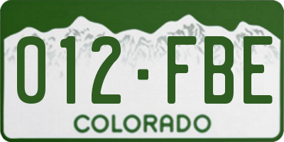 CO license plate 012FBE