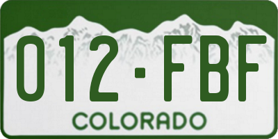 CO license plate 012FBF