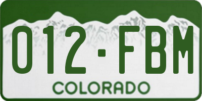 CO license plate 012FBM