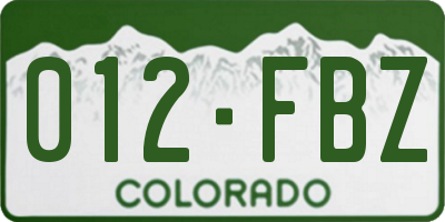 CO license plate 012FBZ