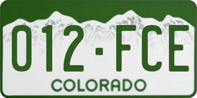 CO license plate 012FCE