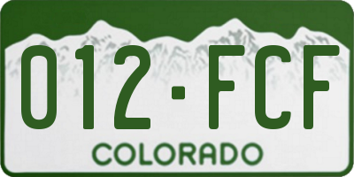 CO license plate 012FCF