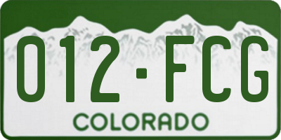 CO license plate 012FCG