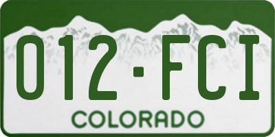 CO license plate 012FCI