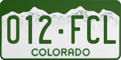 CO license plate 012FCL