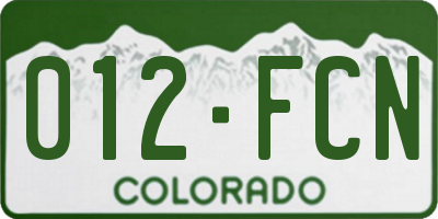 CO license plate 012FCN
