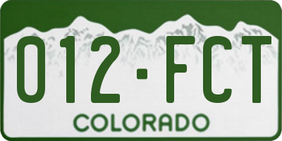 CO license plate 012FCT