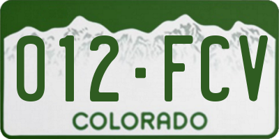 CO license plate 012FCV