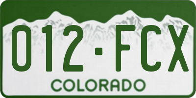CO license plate 012FCX