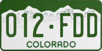 CO license plate 012FDD