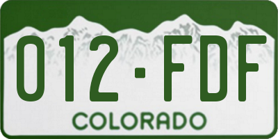 CO license plate 012FDF
