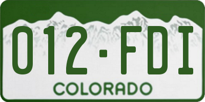 CO license plate 012FDI