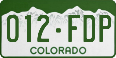 CO license plate 012FDP