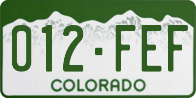 CO license plate 012FEF