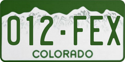 CO license plate 012FEX