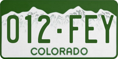 CO license plate 012FEY