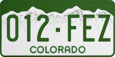 CO license plate 012FEZ