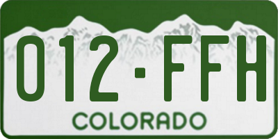 CO license plate 012FFH