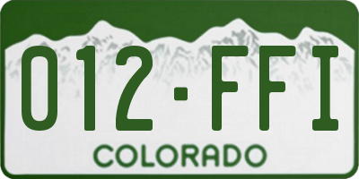 CO license plate 012FFI