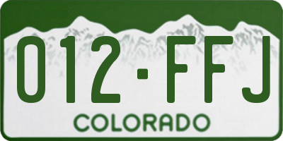 CO license plate 012FFJ