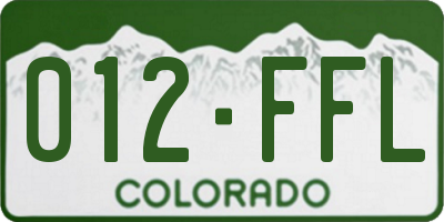 CO license plate 012FFL