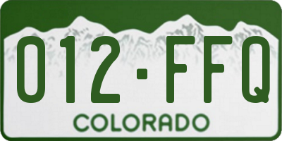 CO license plate 012FFQ
