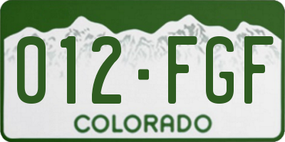 CO license plate 012FGF