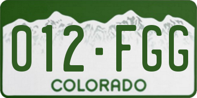 CO license plate 012FGG
