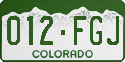 CO license plate 012FGJ