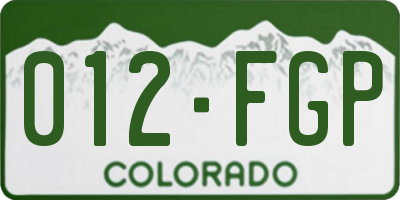 CO license plate 012FGP