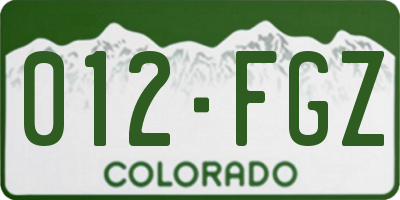 CO license plate 012FGZ