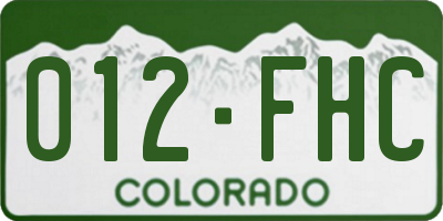 CO license plate 012FHC