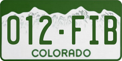 CO license plate 012FIB