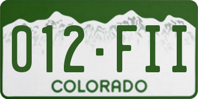 CO license plate 012FII
