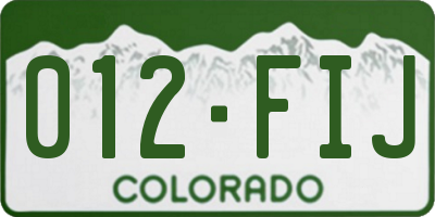 CO license plate 012FIJ