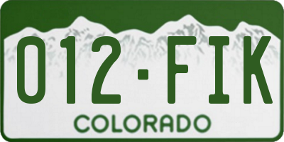 CO license plate 012FIK