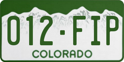 CO license plate 012FIP