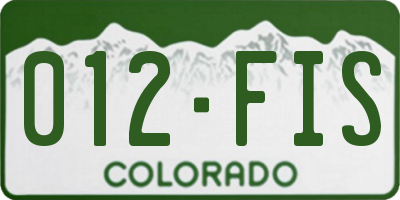 CO license plate 012FIS