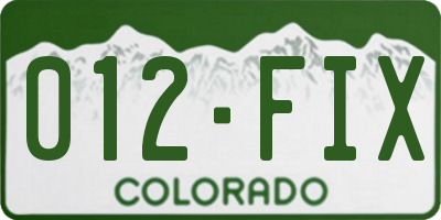 CO license plate 012FIX