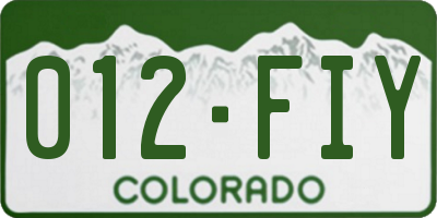 CO license plate 012FIY