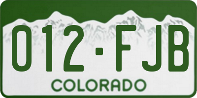 CO license plate 012FJB