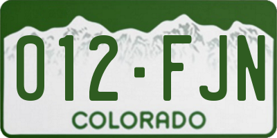 CO license plate 012FJN