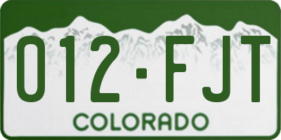 CO license plate 012FJT